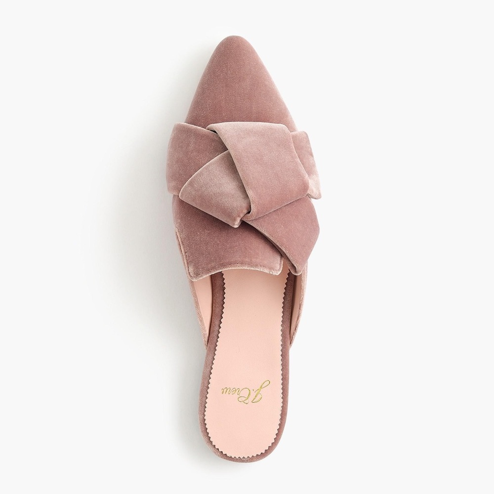 J. Crew Marina Slider Flat Mules in Pink Velvet